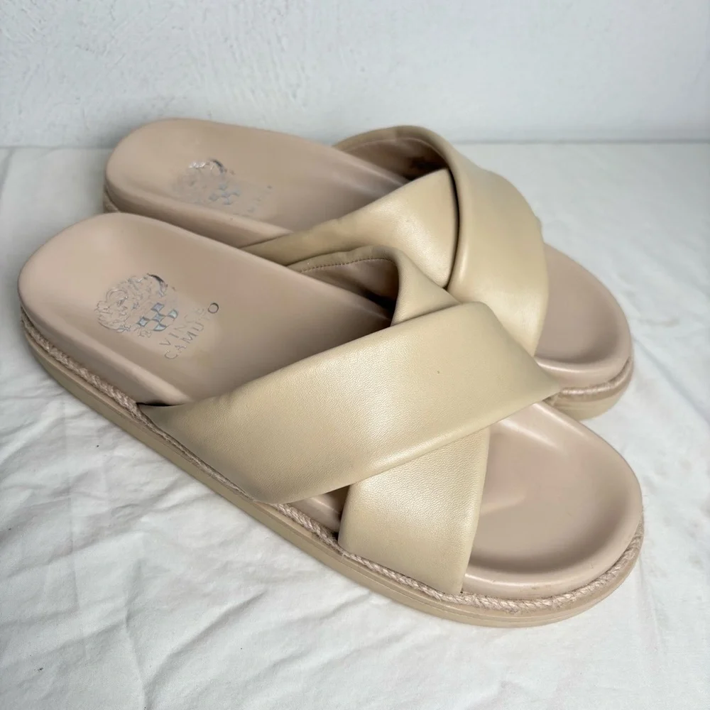 Vince Camuto Cresila Leather Light Platform Sandal Ivory Size 9 - Picture 1 of 12